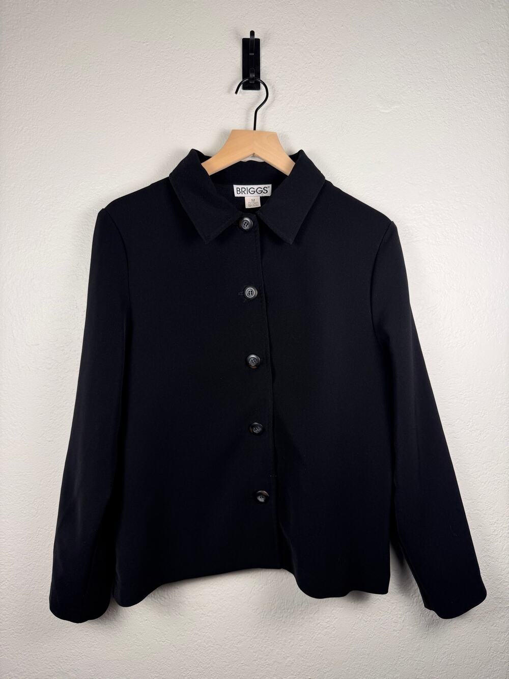 Vintage Briggs Black Collared Button Front Jacket USA M